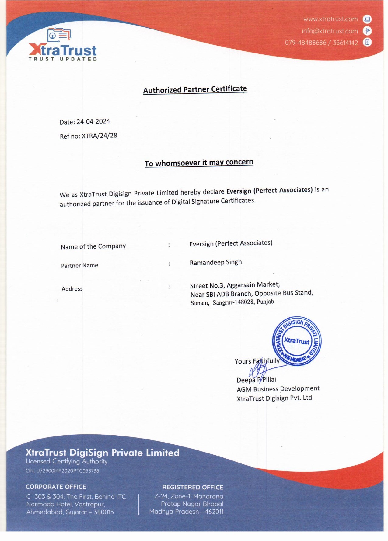 XtraTrust Partner Certificate